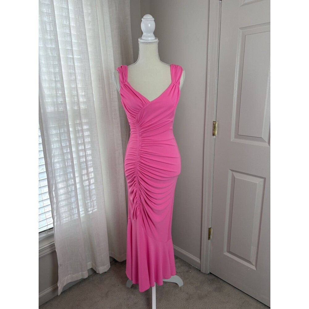 NWT Cinq à Sept Julieta Dress Electric Pink Ruched Mermaid Gown Size 2 NWT $395